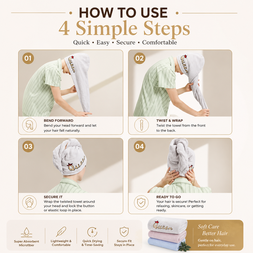 Quick Hair Drying Caps, Water Absorbent Head Wraps